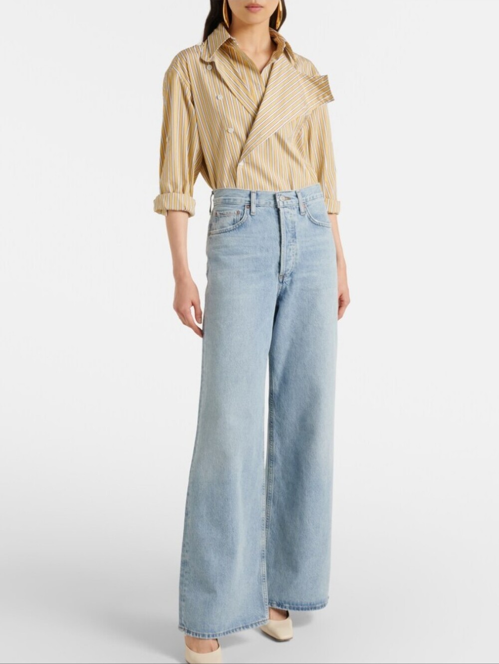 AGOLDE Dame High-Rise Wide-Leg Jeans in Light Blue - Picture 4 of 15